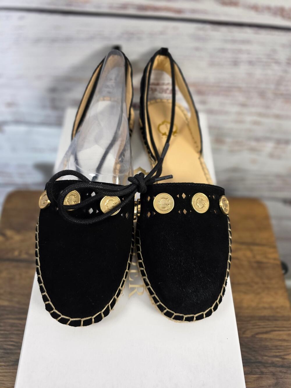 C. Wonder Suede Espadrilles w/coin detail--Michaela--in black size  6.5
